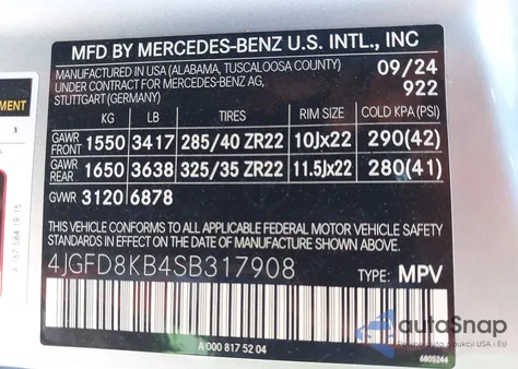 2025 Mercedes-Benz Amg Gle 63 Coupe S 4Matic+ z USA, uszkodzony, nr VIN 4JGFD8KB4SB317908